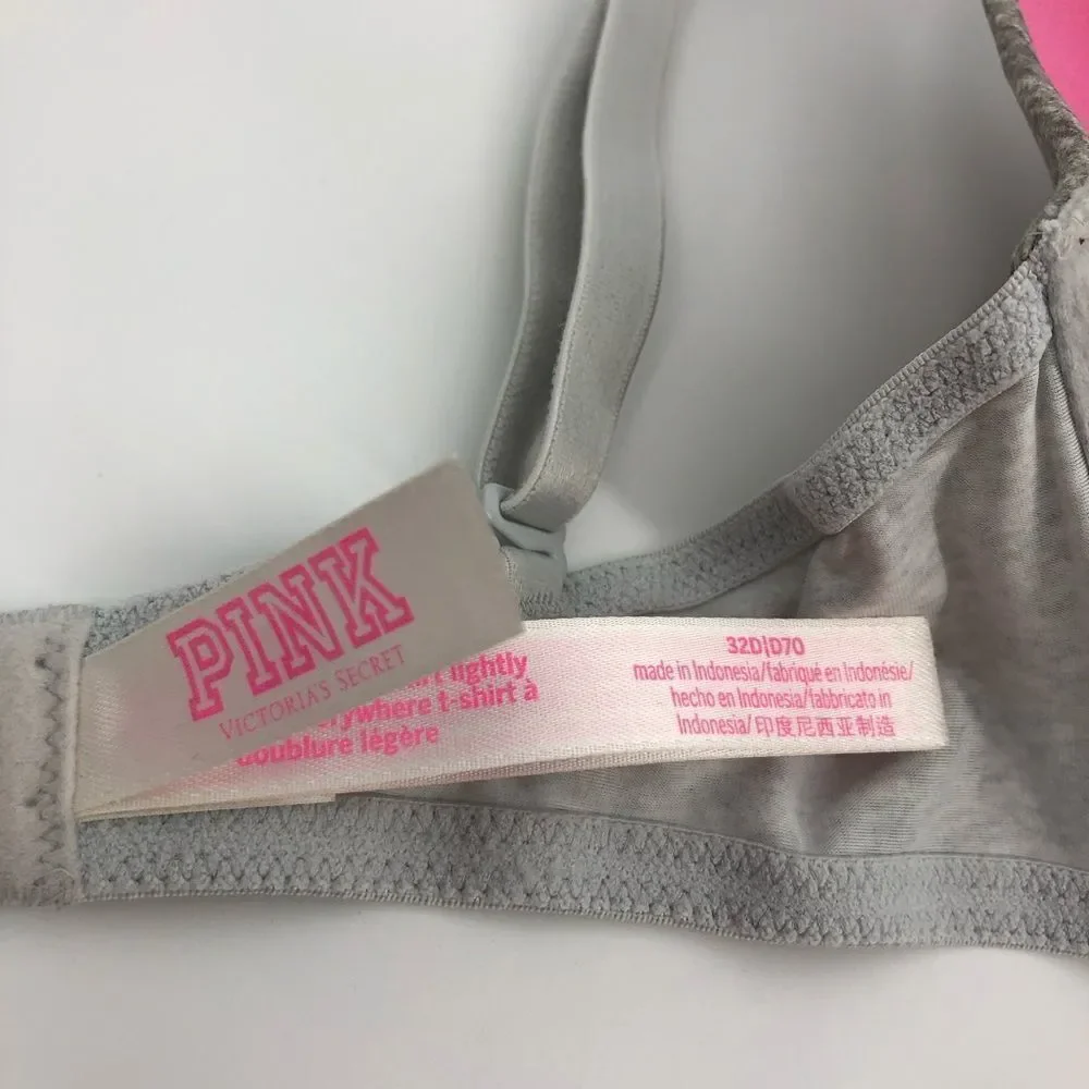 PINK by VS Wear Everywhere T-Shirt Lightly Lined Bra Gray Size‎ 32D